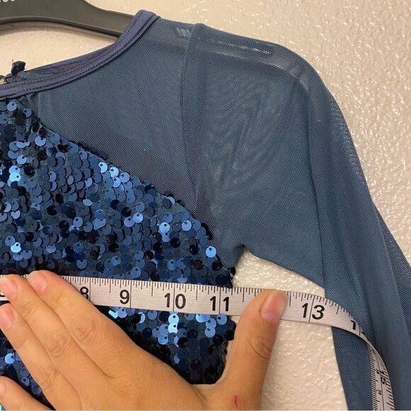 Weissman dance costume navy slate blue sequin biketard Found My Vibe 13336 MC - Picture 7 of 11